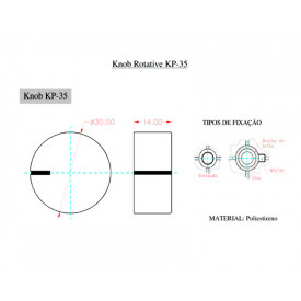 Knob Rotativo com Parafuso - Preto - KP-35P