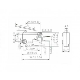 Chave Micro Switch com Haste de 27mm 16A/250Vac - KW11-7-3