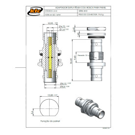Adaptador BNC 50 Ohms Fêmea X Fêmea Reto Painel - LA-3 - Gav 9 - KLC