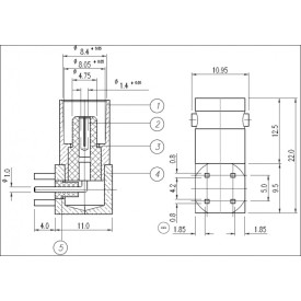 Conector BNC 50 Ohms Fêmea Angular PCI Distância Centro Pinos 5,00mm - LF-30- Gav 24 - KLC