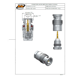 Conector BNC 50 Ohms Macho Reto Carga 75 Ohms (Terminador) - LM-1C-1 - Gav 69 - KLC