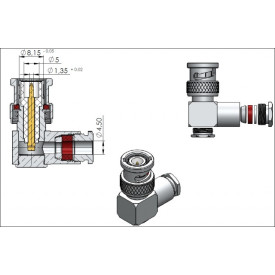 Conector BNC 50 OHMS Macho Angular Prensa Cabo 0.4/2.5 - LM-22 - Gav 02 - KLC