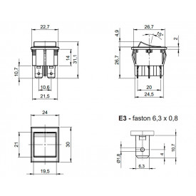 Chave Gangorra / Tecla Bipolar com Trava 3A/250Vac 20.201 Liga/Liga M2FT4FE3S - Margirius