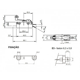 Chave Micro Switch com Haste e Roldana 20A/120Vac IR/E3 MG-2606 - Margirius
