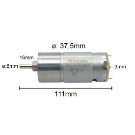 Motor com Redução 12V 83 RPM - Cód. Motor 08