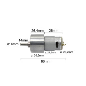 Motor com Redução 24V 35 RPM - Cód. Motor 15