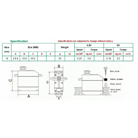 Servo Motor 4.8V ~ 6.0V ROB-10333 S05NF STD - Utilizado na Garra Robótica ROB-11524 - GC-14