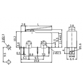 Chave Micro Switch com Haste de 17mm SPDT Liga-(Liga) 5A/250Vac - MSW-12 - Jietong