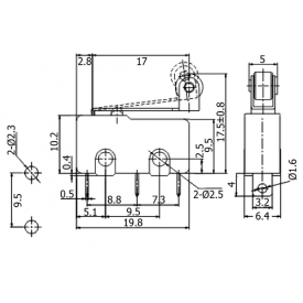 Chave Micro Switch com Haste de 18mm e Roldana SPDT Liga-(Liga) 5A/125/250Vac - MSW-13 - Jietong