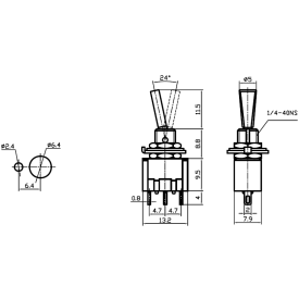 Chave Alavanca com 3 Terminais Liga/Desliga/Liga  MTS-103-F1 - Jietong