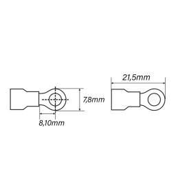 Terminal Olhal Isolado 22-16 AWG M5-3/16'' 0,25 à 1mm² Vermelho - OL2110 - Eletro Service