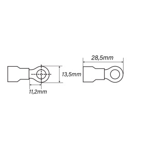 Terminal Olhal Isolado 22-16 AWG M10-3/8'' 0,25 à 1mm² Vermelho - OL2116 - Eletro Service