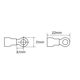 Terminal Olhal Isolado 16-14 AWG M4-5/32'' 1.1 á 2.5mm² Azul - OL2308 - Eletro Service