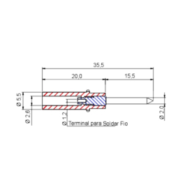 Pino Banana 2mm - Cores Preta e Vermelha - PB101 - B.B.C