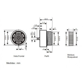 Buzzer para Painel 30mm com Oscilador - S-18/30V-O-C - Sonalarme