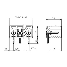 Conector Verde Multipolar STLZ1550GH Macho 90º (Horizontal) Com as Laterais Fechadas - Passo 3,81mm - Phoenix Mecano