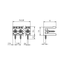 Conector Verde Multipolar STLZ950H Macho 90º (Horizontal) Com as Laterais Abertas - Passo 5,08mm - 2 a 18 Vias - Phoenix Mecano