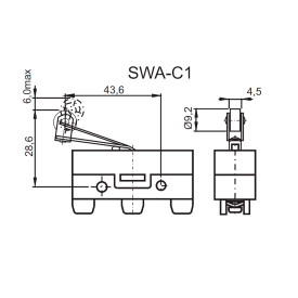 Chave Micro Switch com Haste de 42mm com Rolete 15A/250Vac - SWA-C1 - Switron