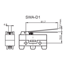 Chave Micro Switch com Haste de 61mm 15A/250Vac - SWA-D1 - Switron