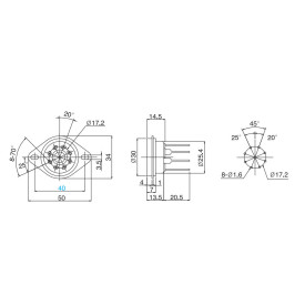 Soquete para Válvula de 8 Pinos (Octal) Pinos Longos Solda em Placa PCI VT8-PT - Belton