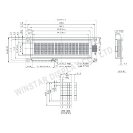 Display LCD 16x2 Caracteres Big Number Verde sem Luz de Fundo (Back Light) WH1602L1-NYG-JT - Winstar