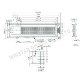 Display LCD 16x02 Big Number Verde com Luz de Fundo (Back Light) WH-1602L1-YYH-JT - Winstar
