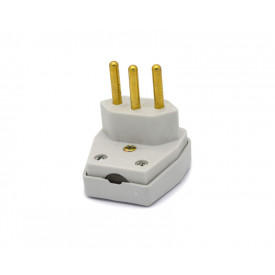 Plug Tomada Desmontável Cinza 90º 2P 10A/250V - Ref.1664 - Daneva