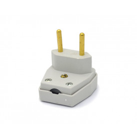 Plug Tomada Desmontável Macho 90º 2P 10A/250V Cinza - Ref.1670 - Daneva