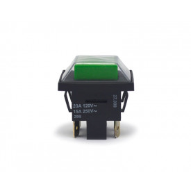 Chave Push-Button Bipolar sem Trava com Proteção cor Verde 15A/250Vac e 20A/120Vac 27.227 (Liga)/Desliga M2FT2DE3G - Margirius