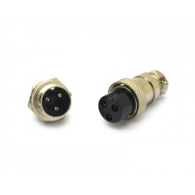 Conector Mike 3 Vias Macho para painel e Fêmea para cabo - LS-3002/3009
