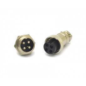 Conector Mike 4 Vias Macho para painel e Fêmea para cabo - 33053/33054