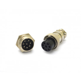 Conector Mike 8 Vias Macho para painel e Fêmea para cabo - LS-3007-3014