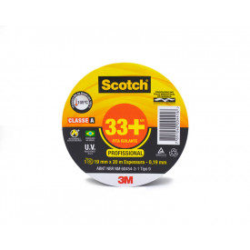 Fita Isolante 3M 33+ 19mmX20m Espessura 0.19mm Classe A Profissional - SCOTCH