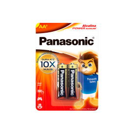 Cartela com 2 Pilhas Pequena  AA  Alcalina - Panasonic