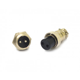 Conector Mike 2 Vias Macho para painel e Fêmea para cabo - LS-3001/3008
