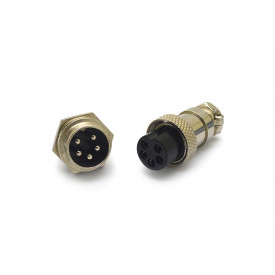 Conector Mike 5 Vias Macho para painel e Fêmea para cabo - LS-3004/3011