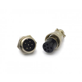 Conector Mike 6 Vias Macho para painel e Fêmea para cabo - LS-3005