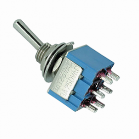 Chave Alavanca com 6 Terminais DPDT 6A/125Vac Liga/Liga - MTS-202