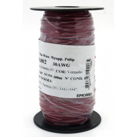 Fio Wire Wrap 30AWG  0.05mm  Vermeho WPR.A.30.002 Rolo com 300 Metros - Almak