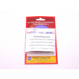 Kit de Leds Difusos 5mm Vermelho, Verde, Amarelo e Azul - Total 32 Leds 