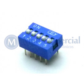 Chave Dip Switch 180° 5 Vias DS1040-5BN - Connfly 