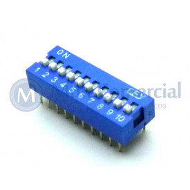 Chave Dip Switch 180° 10 Vias DS1040-10BN - Connfly