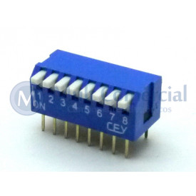 Chave Dip Switch Piano 90° 8 Vias DS1040-8BT - Connfly 
