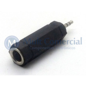 Plug adaptador J10 Estéreo Fêmea para P1 Estéreo Macho - JL16010