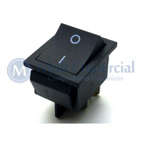 Interruptor de Tecla Plástica Bipolar KCD4-201 16A/250V Liga/Desliga - Preto