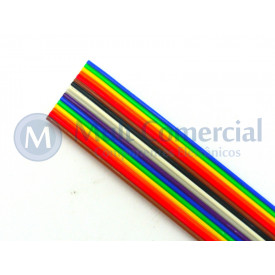 Flat Cable Colorido 28AWG  16 Vias DS-1058-16M28 - Rolo com 30 Metros