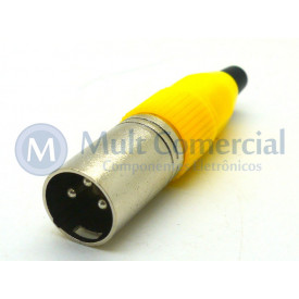 Conector XLR Macho Solda Fio Para Cabo JD-W9404 - Amarelo