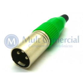 Conector XLR Macho Solda Fio Para Cabo JD-W9404 - Verde