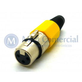 Conector XLR Fêmea Solda Fio Para Cabo JD-W9405 - Amarelo