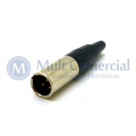 Conector Mini XLR Macho Solda Fio Para Cabo 3 Vias - JL33021